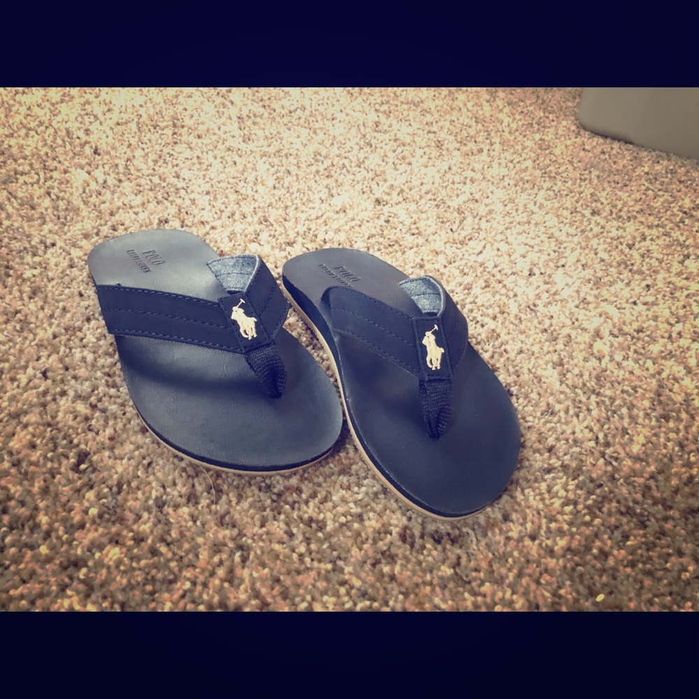 Blue polo flip flop